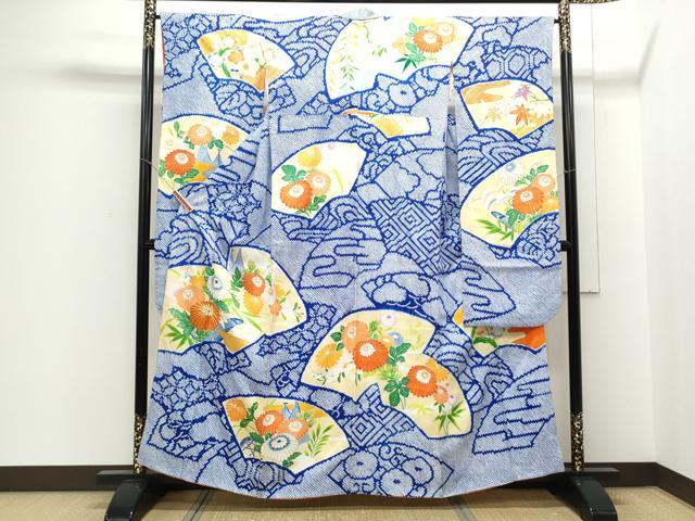 平和屋着物■豪華振袖 駒刺繍 絞り 地紙花文 金彩 正絹 逸品 CABE6800th