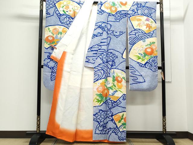 平和屋着物■豪華振袖 駒刺繍 絞り 地紙花文 金彩 正絹 逸品 CABE6800th
