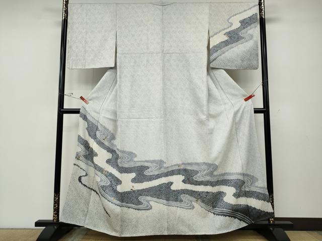 平和屋着物●訪問着 刺繍 絞り 道長花文 金糸 正絹 逸品 未使用 CABE6809ut