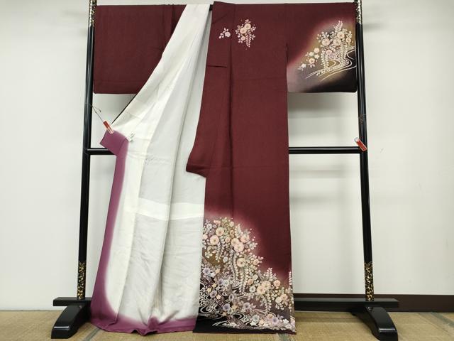 平和屋着物●訪問着 辻が花 絞り 暈し染め ロング丈 正絹 逸品 CABE6818ut