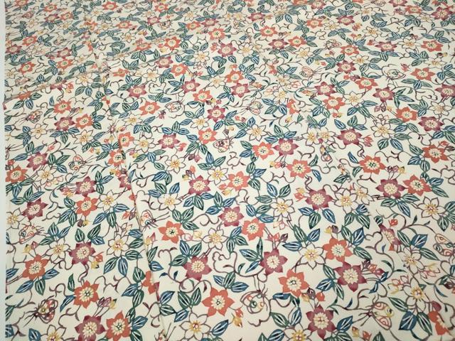 平和屋着物●上質な小紋 型染め 花蝶文 ロング丈 正絹 逸品 未使用 CABE6820ut