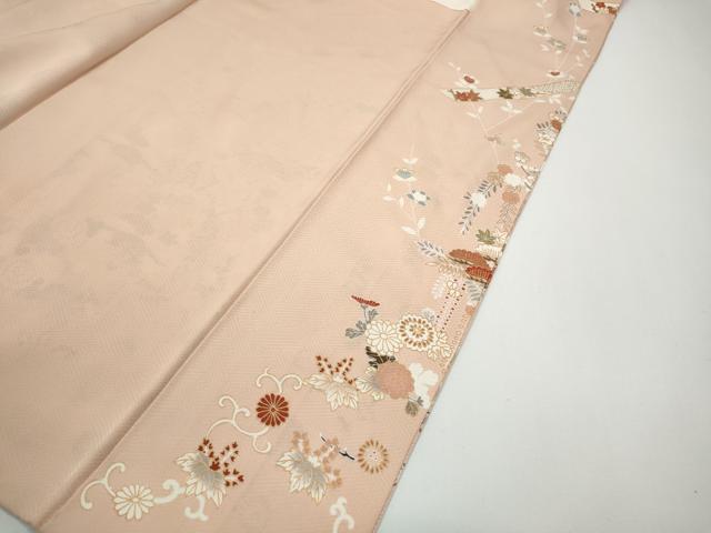 平和屋着物●訪問着 駒刺繍 熨斗籬草花文 金彩 ロング丈 正絹 逸品 CABE6845ut