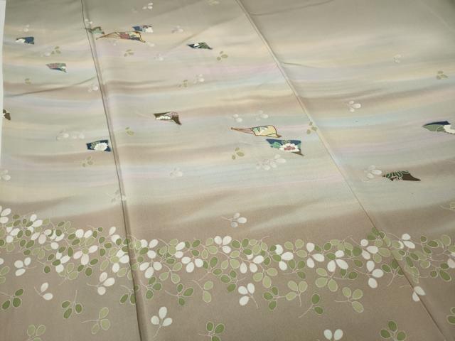 平和屋着物●訪問着 駒刺繍 扇面花文 暈し染め 正絹 逸品 CABE6897ut