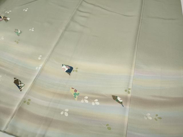 平和屋着物●訪問着 駒刺繍 扇面花文 暈し染め 正絹 逸品 CABE6897ut