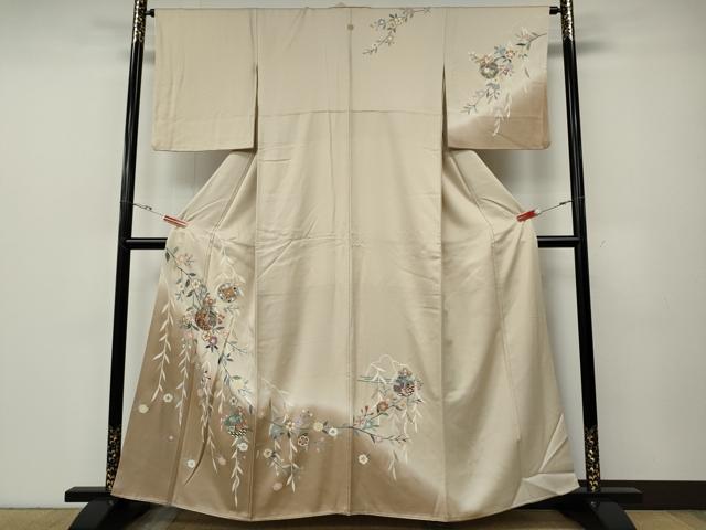 平和屋着物●訪問着 仕覆枝花文 暈し染め 金彩 正絹 逸品 CABE6900ut