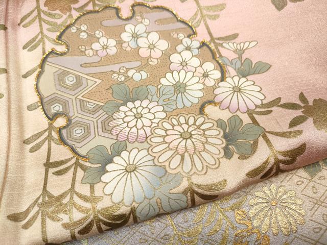 平和屋着物●訪問着 駒刺繍 雪輪花文 金彩 やまと誂製 正絹 逸品 CABE6914ut