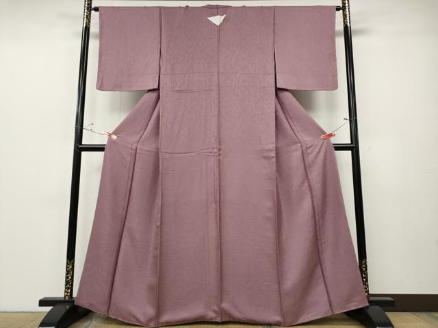 平和屋着物●上質な色無地 南天地紋 二藍色 正絹 逸品 未使用 CABE6926ut