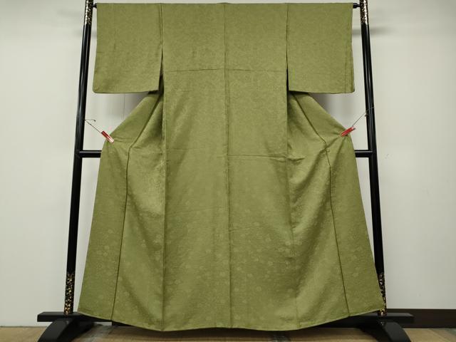 平和屋着物●上質な色無地 辻が花地紋 根岸色 正絹 逸品 CABE6931ut