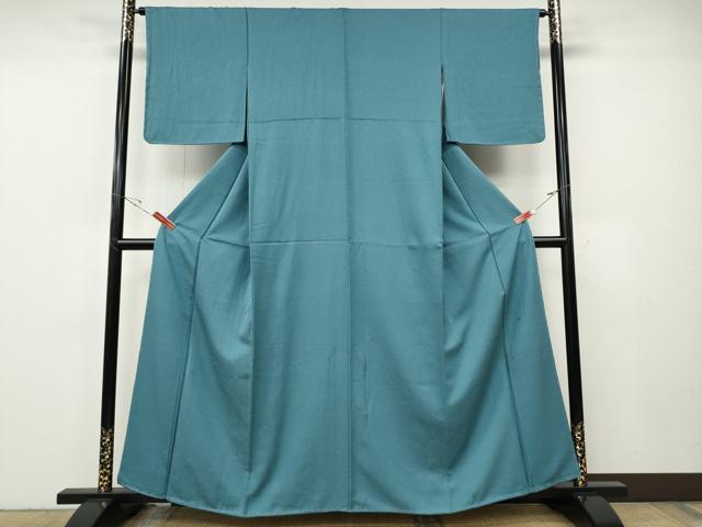 平和屋着物●上質な色無地 舞花地紋 藍色 正絹 逸品 未使用 CABE6934ut