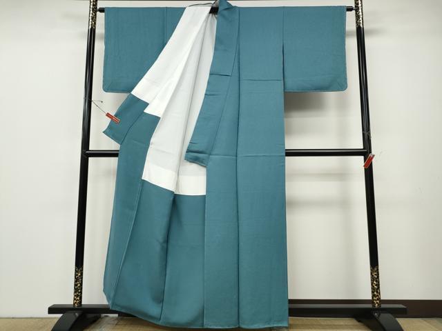 平和屋着物●上質な色無地 舞花地紋 藍色 正絹 逸品 未使用 CABE6934ut