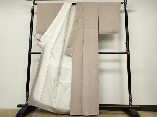 平和屋着物●上質な色無地 流水草花地紋 枯野色 正絹 逸品 CABE6937ut