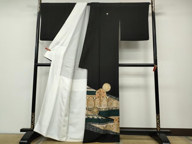 平和屋着物●豪華黒留袖 正倉院吉祥花鳥文 金彩 正絹 逸品 CABE6947ut