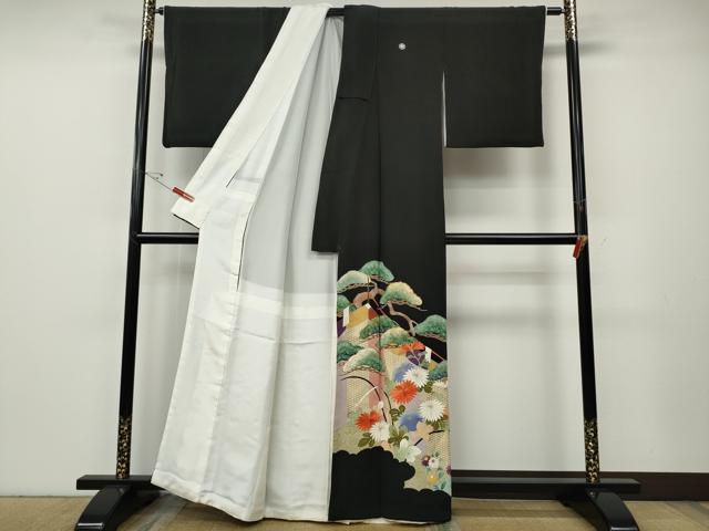 平和屋着物●創業460年・千總 黒留袖 駒刺繍 屏風松花文 金彩 高島屋扱い 正絹 逸品 CABE6950ut