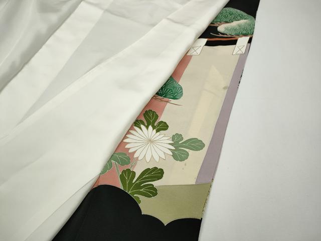 平和屋着物●創業460年・千總 黒留袖 駒刺繍 屏風松花文 金彩 高島屋扱い 正絹 逸品 CABE6950ut