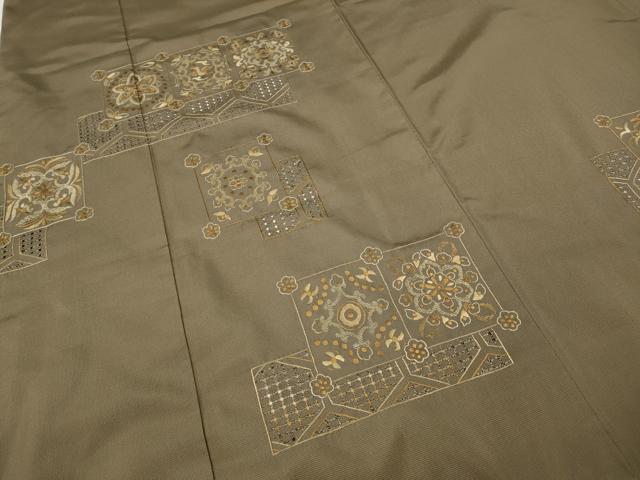 平和屋着物●中国三大刺繍 スワトウ刺繍 訪問着 本場大島紬 色紙吉祥花鳥文 ロング丈 正絹 逸品 CABE6994ut
