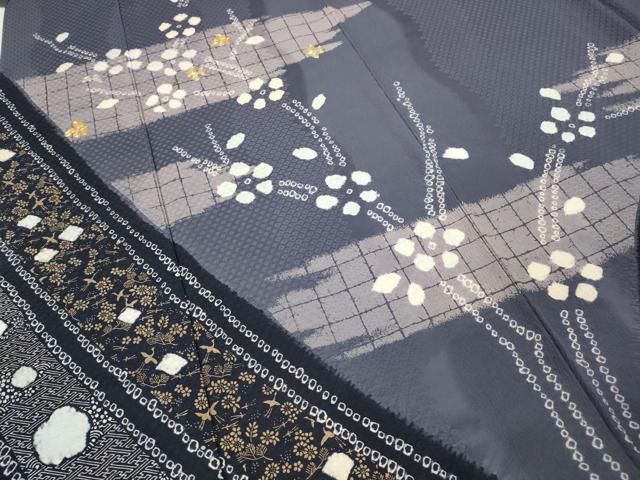 平和屋着物●訪問着 駒刺繍 絞り 飛鶴枝花文 金彩 正絹 逸品 CABE6996ut