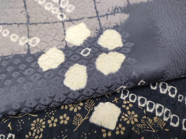 平和屋着物●訪問着 駒刺繍 絞り 飛鶴枝花文 金彩 正絹 逸品 CABE6996ut
