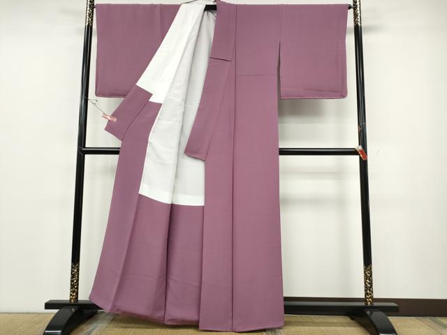 平和屋着物●上質な色無地 京紫色 正絹 逸品 CABE7001ut