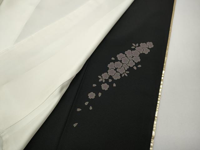 平和屋着物●ブライダルファッションデザイナー・桂由美 黒留袖 刺繍 立波草花文 十二単風 暈し染め 金糸 逸品 未使用 CABE7011ut