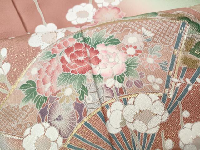 平和屋着物●訪問着 作家物 扇面飛鳥流水草花文 暈し染め 金彩 正絹 逸品 CABE7054ut
