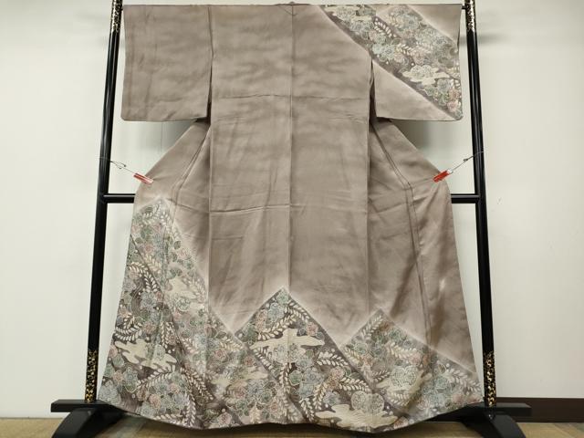 平和屋着物●訪問着 辻が花 絞り 暈し染め 金通し地 正絹 逸品 CABE7065ut