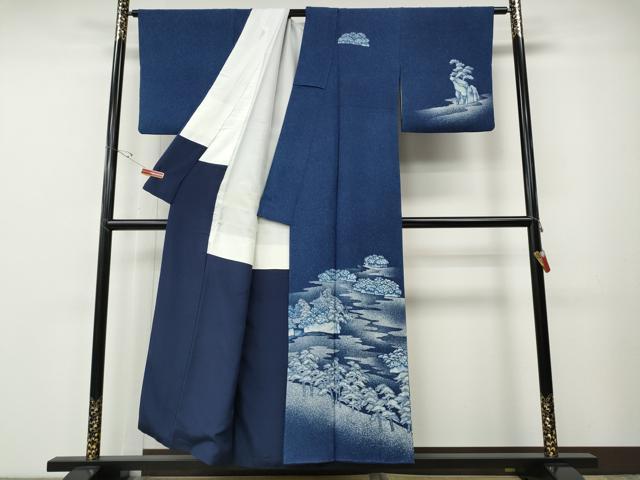平和屋着物●訪問着 作家物 本藍型絵染 松島 たたき染め 正絹 逸品 CABE7074ut