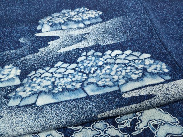 平和屋着物●訪問着 作家物 本藍型絵染 松島 たたき染め 正絹 逸品 CABE7074ut
