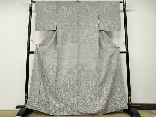 平和屋着物●伝統工芸士 水谷滉 訪問着 流水草花 正絹 逸品 CABE7077ut