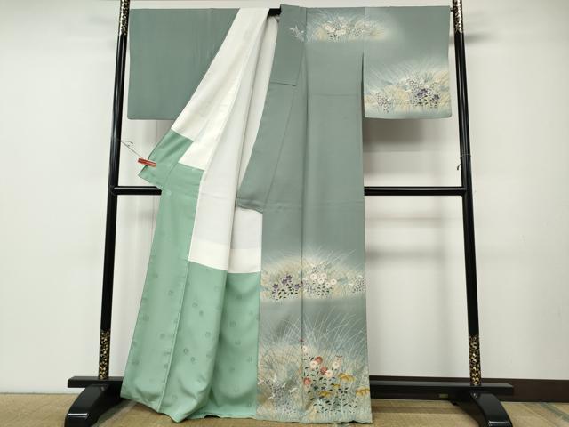 平和屋着物●皇室デザイナー 中村乃武夫 訪問着 草花文 暈し染め 金彩 正絹 逸品 CABE7088ut