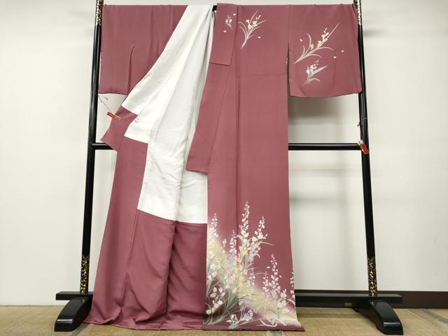 平和屋着物●訪問着 駒刺繍 草花文 暈し染め ロング丈 正絹 逸品 CABE7126ut