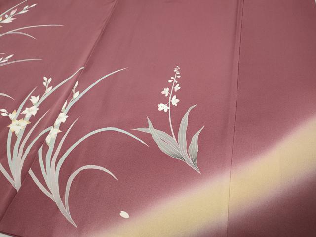 平和屋着物●訪問着 駒刺繍 草花文 暈し染め ロング丈 正絹 逸品 CABE7126ut