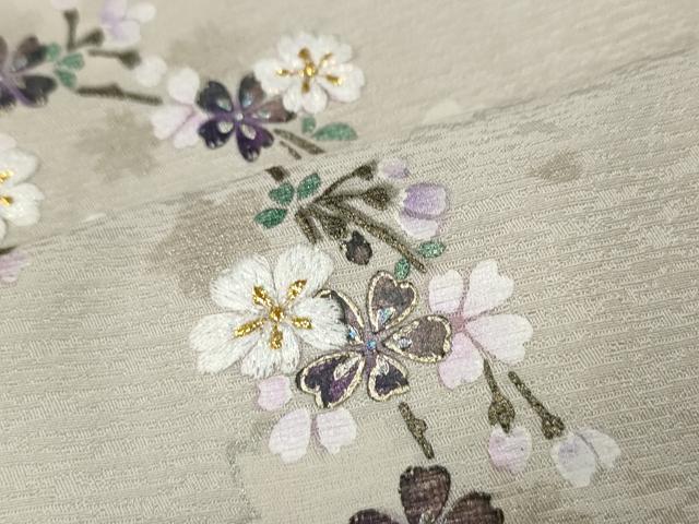 平和屋着物●訪問着 刺繍 枝桜文 暈し染め 金彩 さが美扱い 正絹 逸品 CABE7140ut