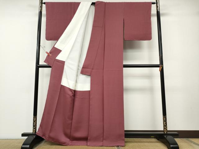 平和屋着物●上質な色無地 霞地紋 長春色 正絹 逸品 未使用 CABE7168ut