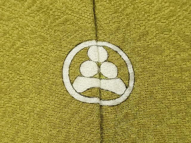 平和屋着物●上質な色無地 舞菊地紋 緑黄色 正絹 逸品 CABE7169ut