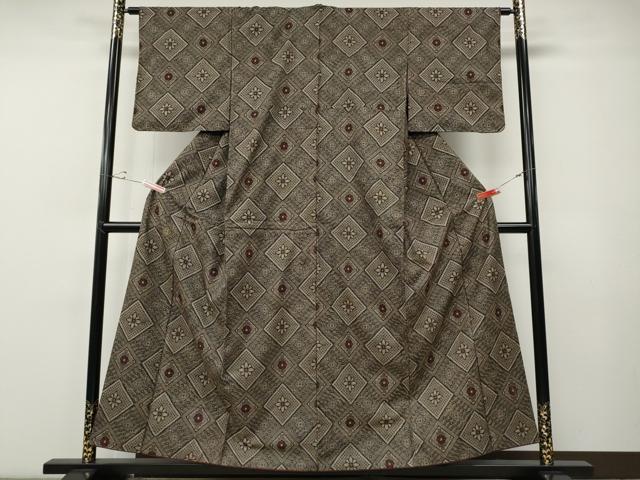 平和屋着物●本場大島紬 龍郷絣 菱花文 正絹 逸品 CABE7175ut