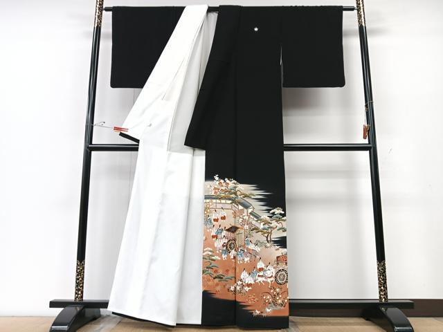 平和屋着物■豪華黒留袖 人物風景文 金彩 正絹 逸品 CABE7224xe