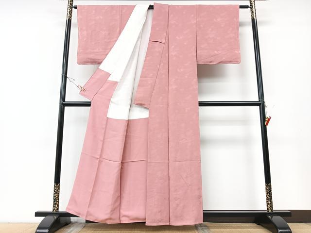 平和屋着物■上質な色無地 舞扇地紋 薄柿色 正絹 逸品 CABE7238xe