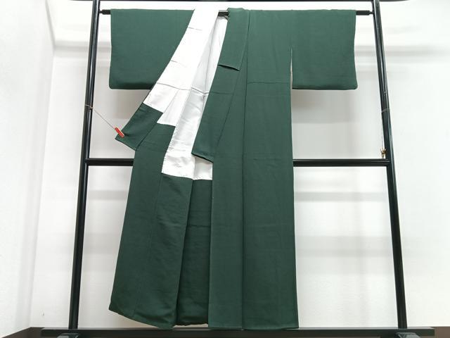 平和屋着物■上質な色無地 萌葱色 鬼しぼ縮緬 正絹 逸品 CABE7380xe