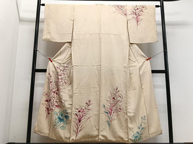 平和屋着物■訪問着 手描き 草花文 正絹 逸品 CABE7383xe
