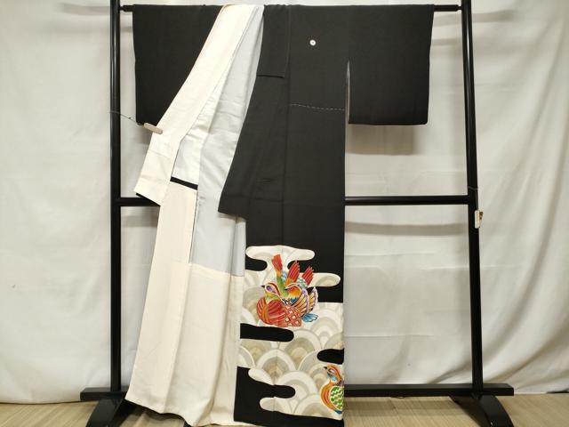 平和屋着物■豪華黒留袖 鴛鴦青海波文 金彩 正絹 逸品 CABE7633ev