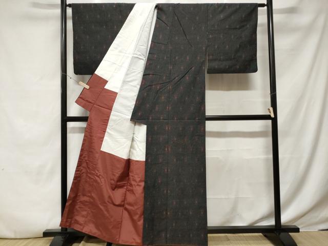 平和屋着物■上質な紬 亀甲花文 正絹 逸品 CABE7646ev