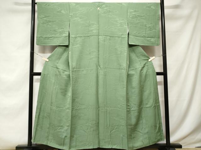 平和屋着物■上質な色無地 墨流し地紋 柳染色 正絹 逸品 CABE7655ev