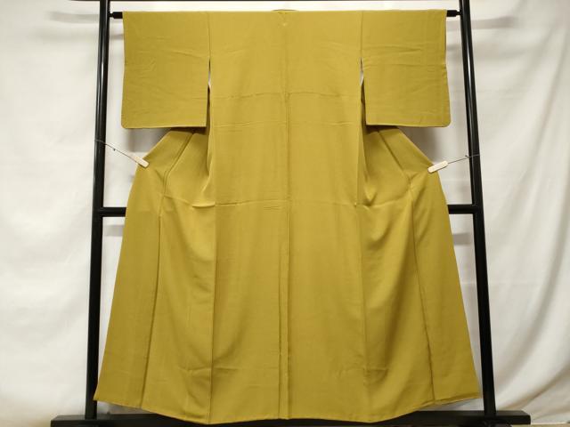 平和屋着物■上質な色無地 菜種油色 正絹 逸品 CABE7657ev