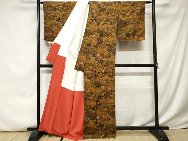 平和屋着物■上質な小紋 流水草花文 暈し染め 正絹 逸品 CABE7676ev