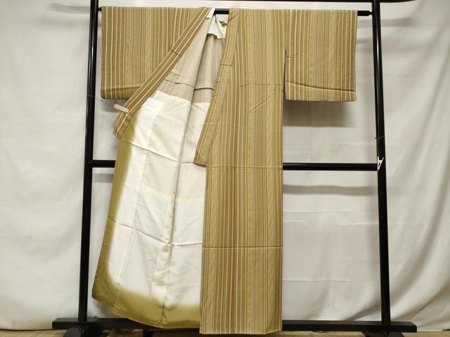 平和屋着物■上質な小紋 縞花文 背抜き仕立て 正絹 逸品 CABE7686ev