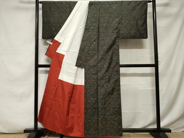 平和屋着物■本場大島紬 幾何学花文 正絹 逸品 CABE7689ev