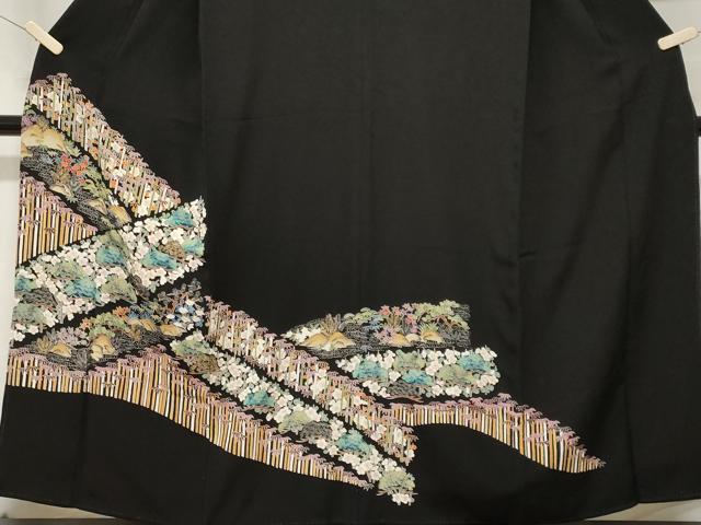 平和屋着物■豪華黒留袖 松竹梅花文 金彩 正絹 逸品 CABE7738ev