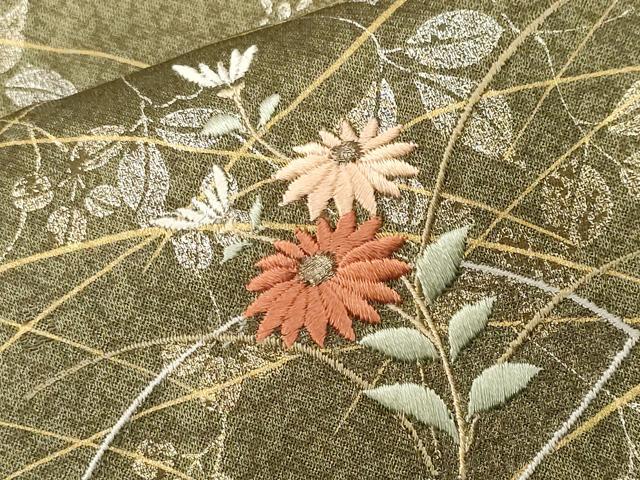 平和屋着物■中国三大刺繍 スワトウ刺繍 訪問着 地紙芝草花文 暈し染め 金銀彩 正絹 逸品 CABE7761ev
