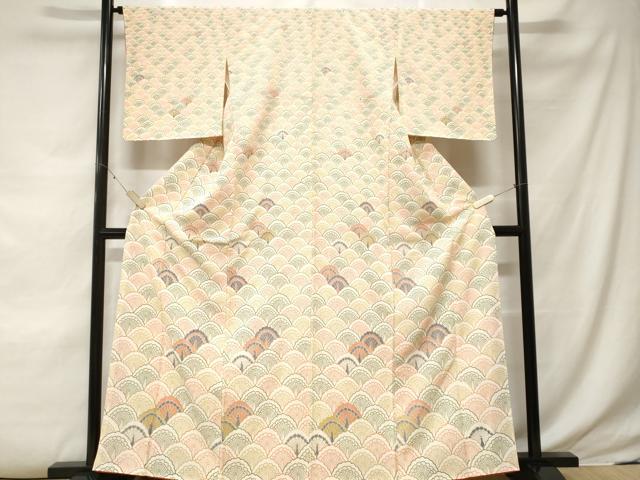 平和屋着物●紬　訪問着　青海波　正絹　逸品　AABH7226cs 平和屋着物○紬 訪問着 青海波 正絹 逸品 AABH7226cs 【公式通販】