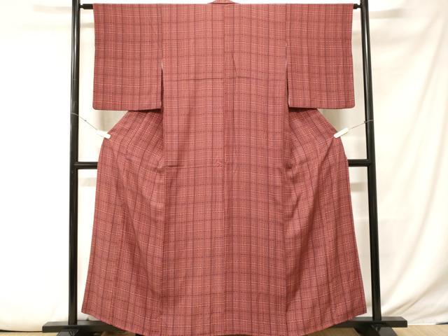 平和屋着物■上質な小紋 格子柄 正絹 逸品 CABE7854ev